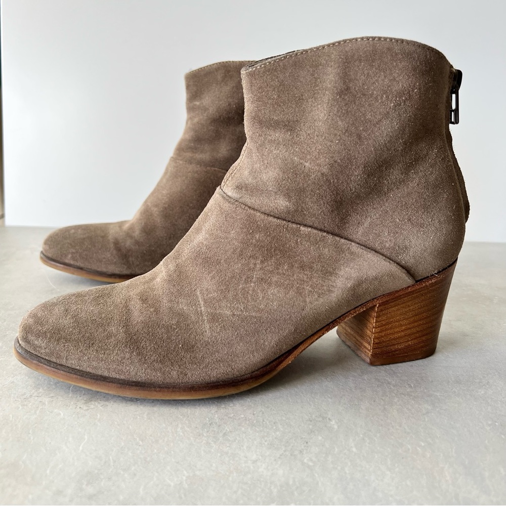 Italeau Daniela Waterproof Suede Block Heel Booties Size 37.5